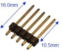 Rak stiftlist 16.0mm 1x5 pol 2.54mm delning Rak stiftlist 16.0mm 1x5 pol 2.54mm delning